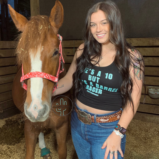 She's A 10 But She's A Barrel Racer Crop Top