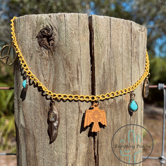 Gold Thunderbird Charm Necklace