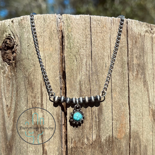 Faux Navajo Pearl/Turquoise Bar Necklace