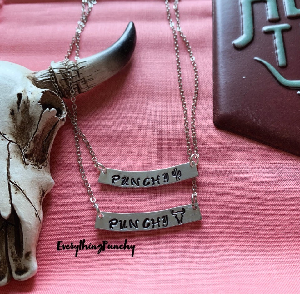 Stamped Punchy Bar Necklace