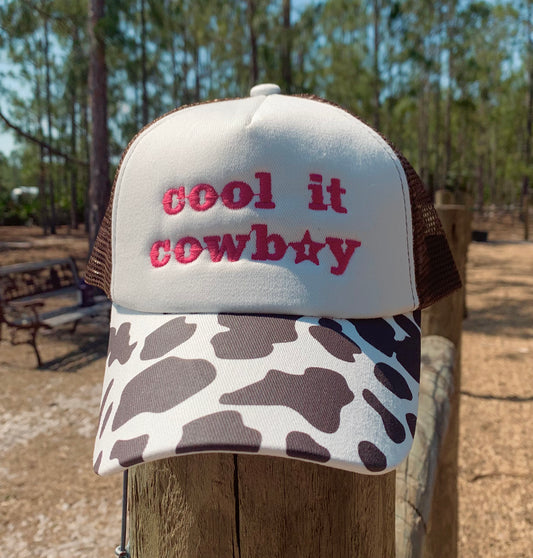 Cool It Cowboy Cowprint Trucker Hat